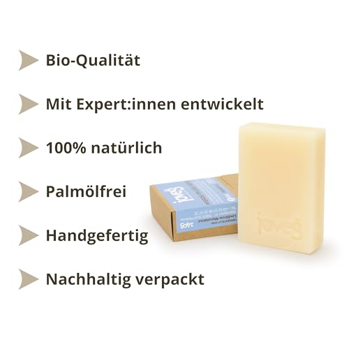 joveg® Pferdeseife Shampoo, Pferde-Pflege, Hautpflege -Bio Shampoo Seife, Reinigung, Pflege, Schweifwäsche, Mähne, Schimmel- Made in Germany, Handgemacht, 140g