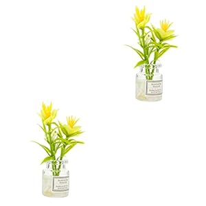 KOMBIUDA 2 Stuks Gesimuleerd Ingemaakt Ornament Gesimuleerde Bonsai Mini Bloempot Model Poppenhuis Landschap Decor Miniatuur Scène Bonsai Micro Landschapsornament Kunstbloem Plastic Plant