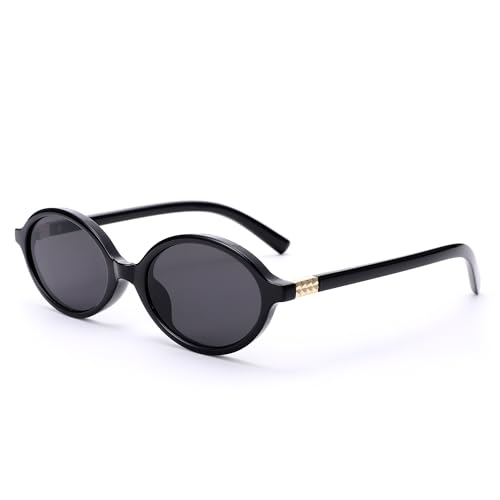 SCVGVER Retro Oval Sunglasses for Women Men, 90s Vintage Small Cat Eye Sun Glasses Y2k Trendy Narrow Shades, UV Protection