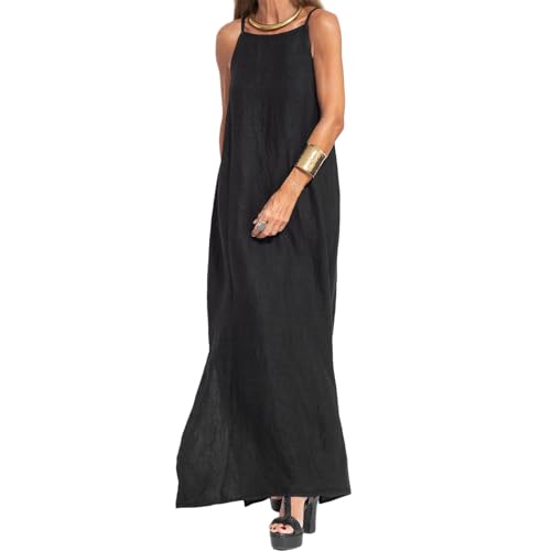 Long Loose Dress for Women,Women Flowy Maxi Dress Solid Color - Lightweight Split Beach Vacation Outfit