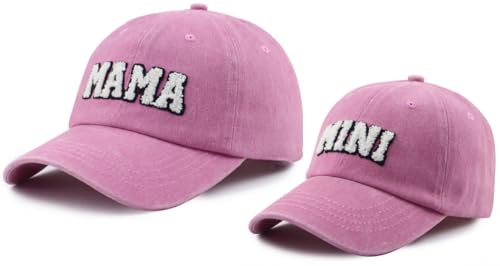 2 Pcs Mama and Mini Hats, Cute Adjustable Cotton Parent-Child Baseball Cap2
