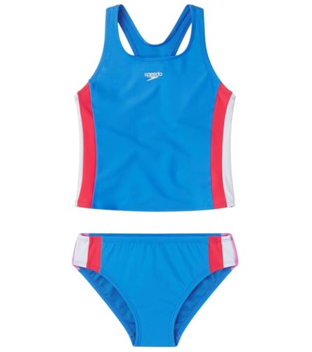 Image of Speedo Girls' Colorblock Two Piece Tankini Set (Big Kid) Super Sonic