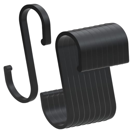 S Ganchos [10 Piezas], Ganchos en Forma de S de Aluminio, Multifuncionales S Ganchos para Utensilios de Cocina, Oficina, Baño, Garaje, Taller e Hogar(8,6 X 5,3 CM, Negro)