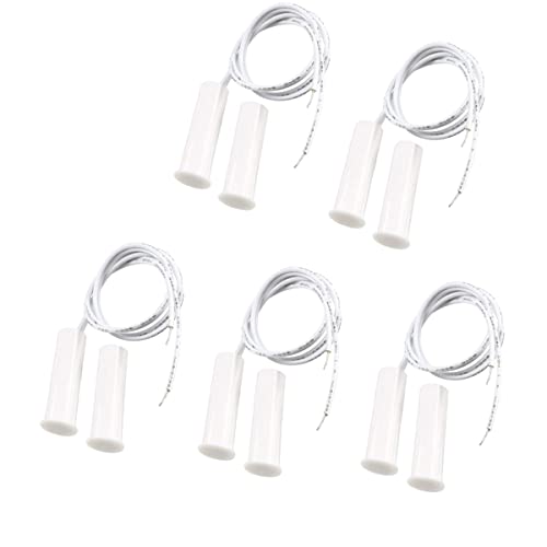 Image of RC-35 NC Recessed Wired Security Window Door Contact Sensor Alarm Magnetic Reed Switch, for Home Security and Burglar Alarm Systems, Sets of 5, White