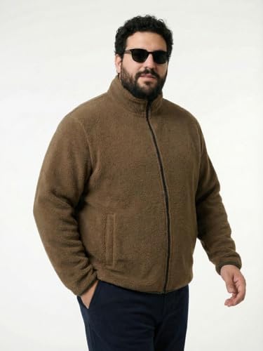 Image of UNSTD Men Plus Size Fleece Jacket for Men Standard Length | Winter Wear Full Sleeves Zipper Jacket | Warm & Comfortable Big and Tall Jacket