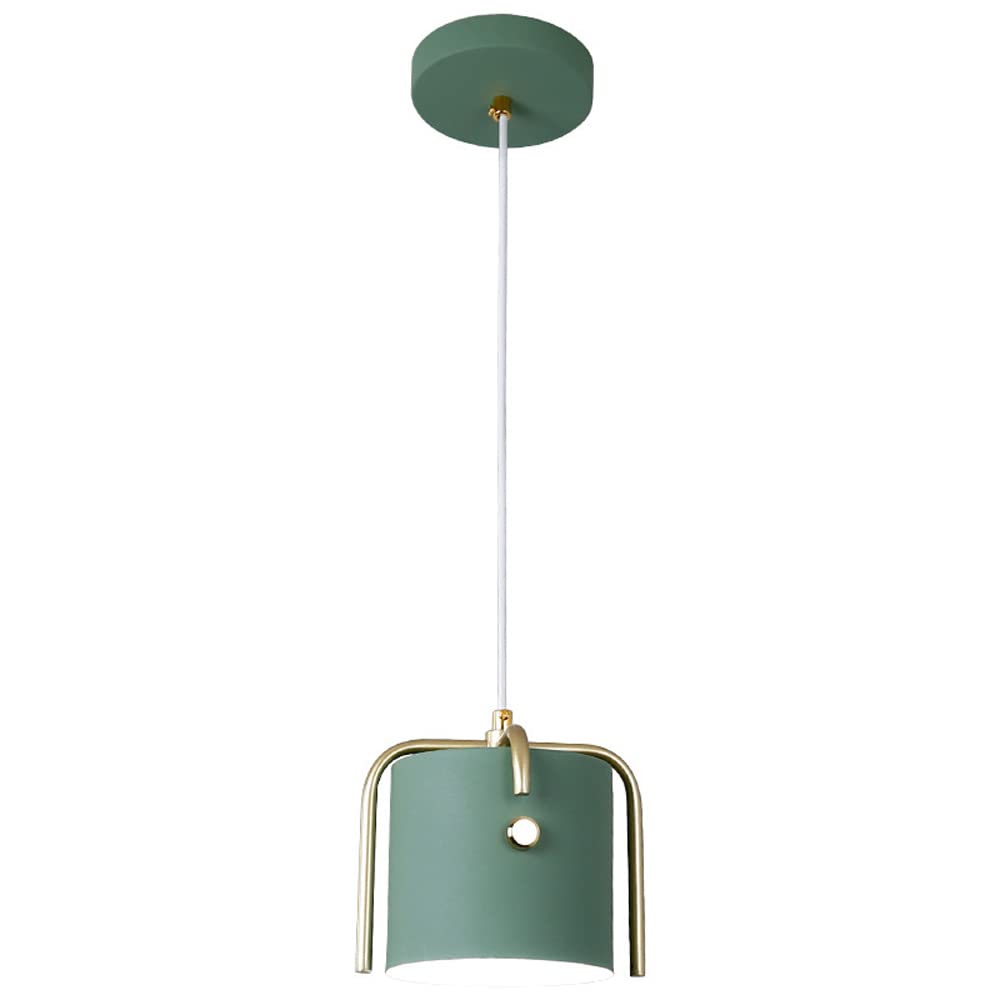 HXYSXHJUO Macaron Pendant Light Fixture - 6.6in Adjustable Height Chandelier with Metal Shade for Dining Room, Kitchen, and Hallway(A)