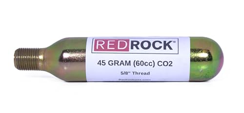 RedRock 45 Gram (60cc) CO₂ Cartridge – Threaded 5/8-18 UNF CO2 Canister for Inflatable Life Jackets, Airbag Vests, Airguns, Paintball & More