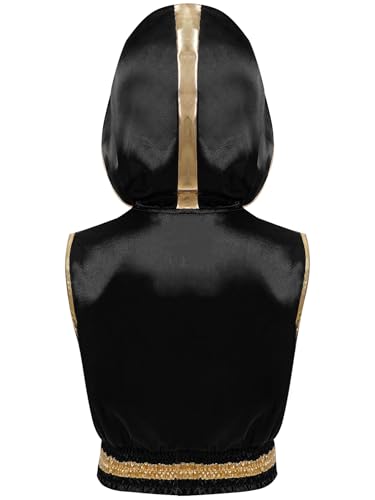 YiZYiF Kids Boys Sleeveless Color Block Metallic Trim Hooded Top Zipper Sports Boxing Hooded Vest Athlecamisole2