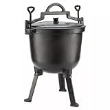 KINGHOFF Caldaia da caccia in ghisa grigia ossidata all'interno e all'esterno. Le caldaie in ghisa sono un'ottima alternativa al barbecue e stanno diventando sempre più popolari in tutta Europa. Preparare deliziosi stufati all'aperto è divertente e una buona scusa per stare insieme alla famiglia e agli amici.