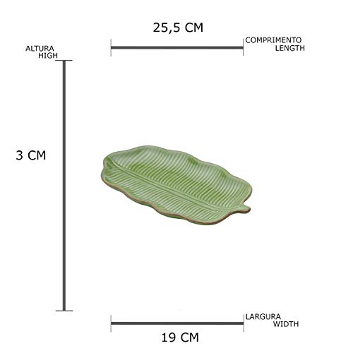 Lyor FOLHA DE CERÂMICA DECORATIVA LEAF 25,5x15CM VERDE