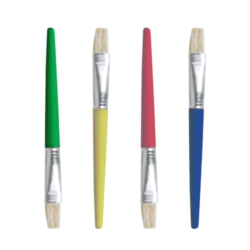 Malpinsel Set, 4 Stück Flache Pinsel, Bunte Kunststoff-Borstenpinsel für...