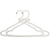 10 Pack Pearl Beads Metal Elegant Clothes Hangers Standard Hangers (Style A White)