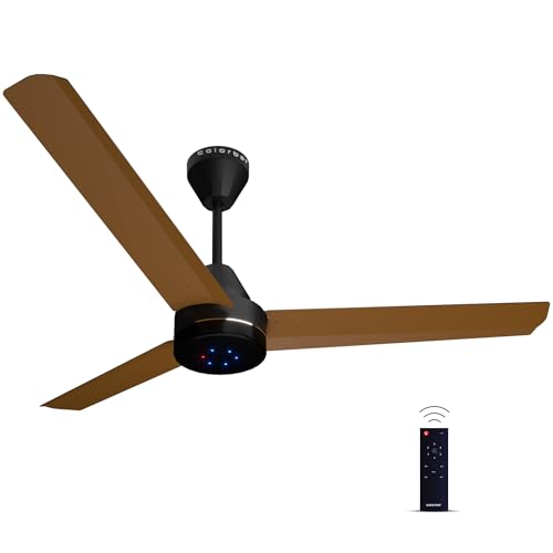 Colorbot Stella BLDC Ceiling Fans 1200mm | BEE 5 Star Rated Power Saver | AeroQuiet+ Technology | 370 RPM | Remote Control (Boost, Timer, LED, Reverse Mode) | 4 Years Warranty (Urban Oak)