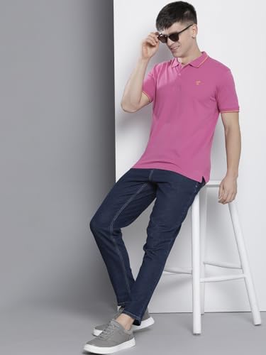 Image of The Indian Garage Co Men Slim Fit Solid Polo Neck Half Sleeves Tshirt