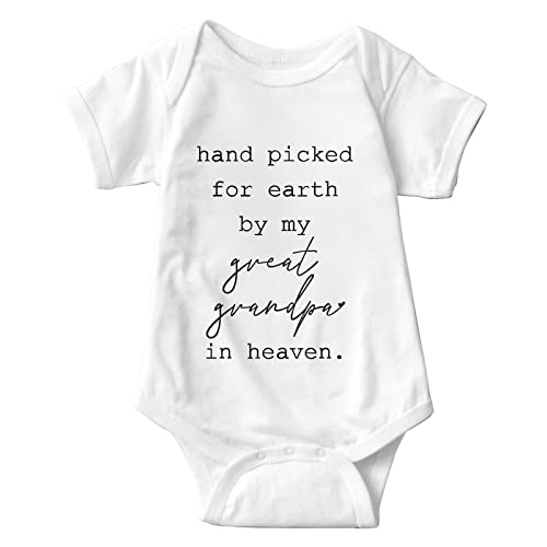 Image of listery Hand Picked For Earth By My Great Grandpa In Heaven Onesie New Boys Baby Girls By My Great Grandpa Onsie