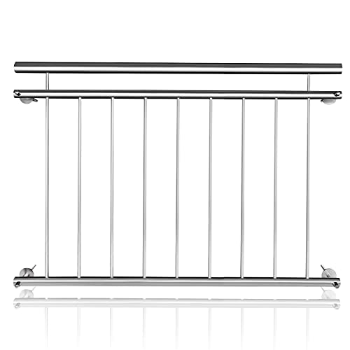 Aufun Französischer Balkon Edelstahl Geländer 128 x 90 cm Terrassengeländer mit 9 Füllstäben, Balkongeländer Stabgeländer Balkonbrüstung Balkongitter Fenstergeländer Außen Fenstergitter Fensterschutz Aufun Französischer Balkon Edelstahl Geländer 128 x 90 cm Terrassengeländer mit 9 Füllstäben, Balkongeländer Stabgeländer Balkonbrüstung Balkongitter Fenstergeländer Außen Fenstergitter Fensterschutz