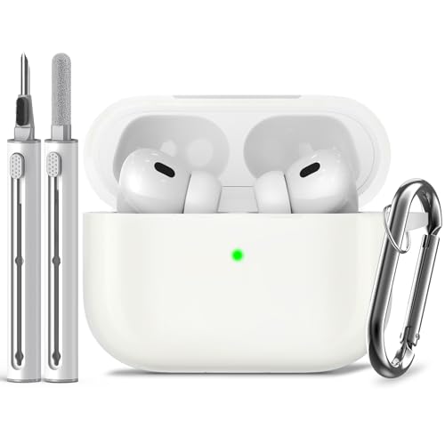 Inesore Compatible with Airpods Pro 2nd/1st Case Cover,Silicone Protective Case for Apple Airpods Pro 2nd/1st Generation Charging Case with Keychain and Cleaner Pen,for Women Men(Luminous)
