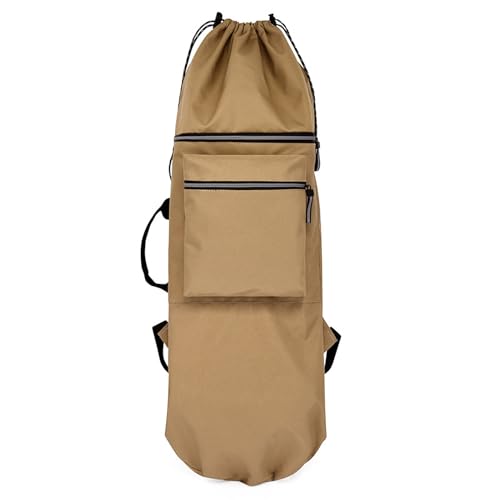 equlup Skateboard Bag, Water Proof Skateboard Backpack Night Reflective Travel Skateboard Storage Organizer with Adjustable Straps for Outdoor Sports (Khaki)