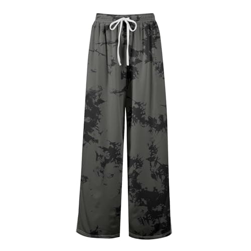 Boho Palazzo Pants for Women with Pockets Wide Leg Elastic High Waist Culottes Loose Lounge Trousers Long Dressy Bottoms3