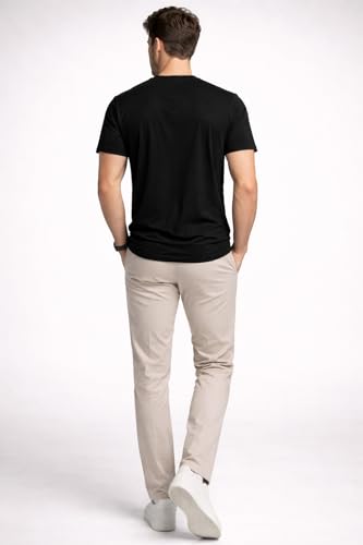 Image of Mens T Shirt Premium Cotton Slim Fit Crew Neck Short Sleeve Casual Basic Tee Soft Breathable Everyday Essential