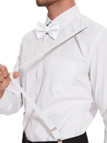 Image of habibee Suspenders and Bow Tie Set for Men, Adjustable Elastic Braces with Y-Back, Diverse Colors, Strong Clips