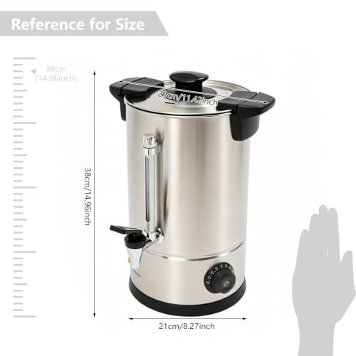 Image of 3.8 Gallon Electric Hot Water Dispenser, 950W Stainless Steel Commercial Water Boiler and Warmer, 110V Temp Adjustable Tabletop Tea Coffee Urn for Parties (3.8Gal Sliver)