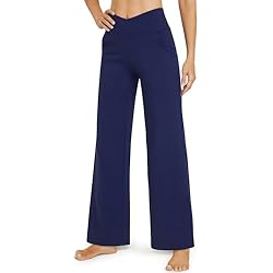 Pantalon Azul Marino Mujer Trabajo G4Free Pantalones elásticos de pierna ancha para mujer, pantalones de vestir acampanados, cintura alta, con bolsillos, para yoga, trabajo casual, Pantalones-azul marino, XXL