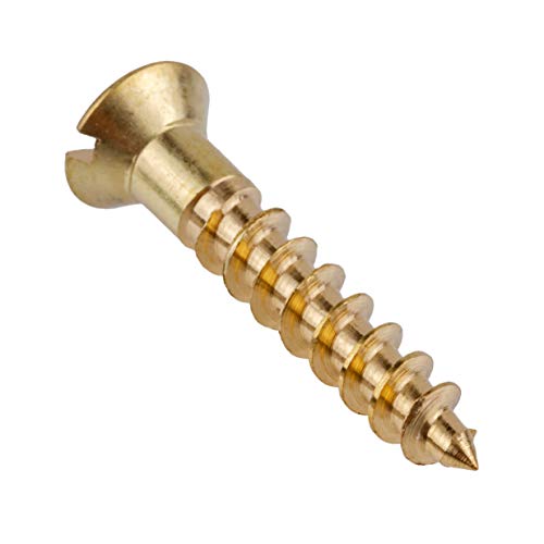 #5 x 5/8" Tornillos de Madera Autoperforantes de Latón Sólido Cabeza Plana Avellanada con Ranura | Paquete de 25 miniatura 2