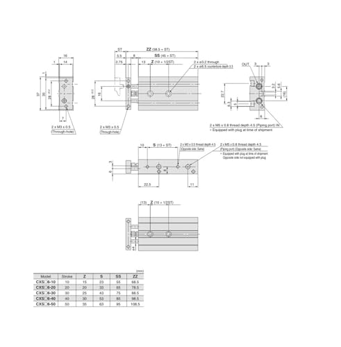 Vérin pneumatique double effet CXSM32-50 avec guidage intégré