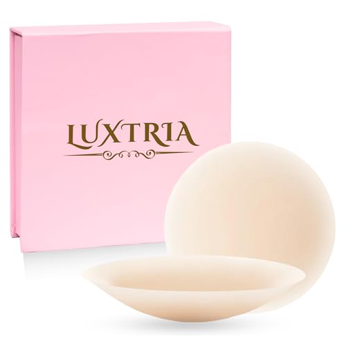Nipple Covers For Women No Show Sticky Silicone Nipple Covers Reusable Ultra Thin Pasties, Waterproof For A-C Cups with Travel-Box Nude