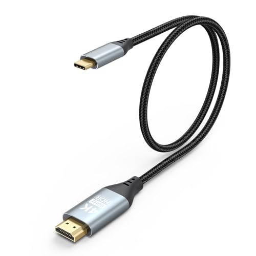 Short USB C to HDMI Cable 2FT(24) for Desk Setup 4K@60Hz Type C to HDMI 2.0 Cord USBC to HDMI [Thunderbolt 3/4 Compatible] for iPhone 17 16 15 MacBook Pro/Air iPad Pro Mac Mini Galaxy S9 to S24