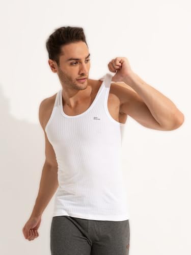 Image of Rupa Frontline Xing Sleeveless Vest for Men, 100% Cotton Material, Round Neck, Regular Fit, Pack of 5
