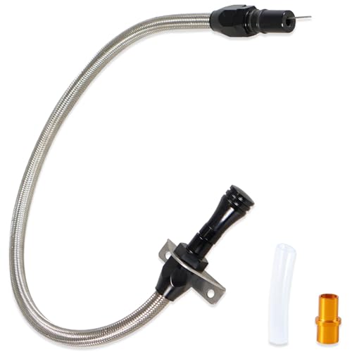 YESHMA Transmission Dipstick Stainless Braided Hose TH350 TH-400 700R4 Tranny SBC BBC 530mm Compatible with Chevy (Black)