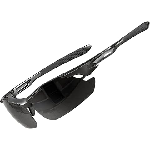 ATTCL Sunglasses For Men - Upgraded Sports Polarized Sunglasses for Cycling Driving Fishing UV Protection 7027-C1 Black Cover