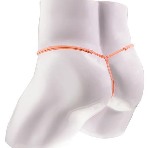 Men's Adjustable G-String Thong Underwear, Sexy Ice Silk Transparent T-Back Panties (Dark Pink,One Size)3