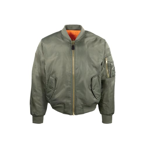 MA-1 Flight Jacket Casual Bomber Style Reversible Quilted Fall Zip Up