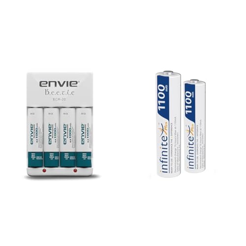 Image of ENVIE (ECR20+1000) Beetle Charger for AA & AAA Rechargeable Batteries with LED Light Indicator