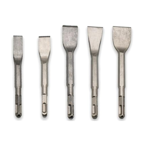 JOFUUM Juego de 5 Cinceles Raspadores con de Martillo para Ranurar, Mampostería, Hormigón, Brocas para Baldosas, Cinceles de Punta con Cuadrado