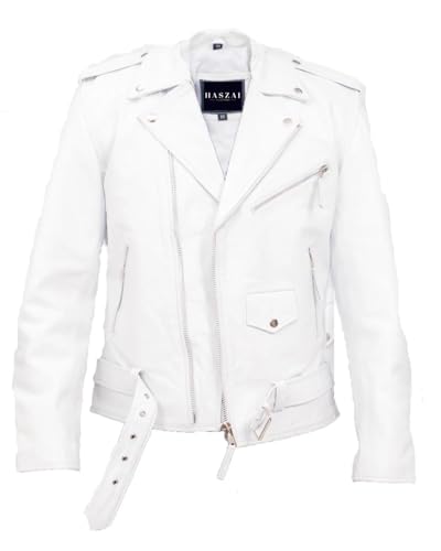 Mens Brando Motorcylce Leather Jacket with Cody American Rhods Nightmar Patch Jackets2