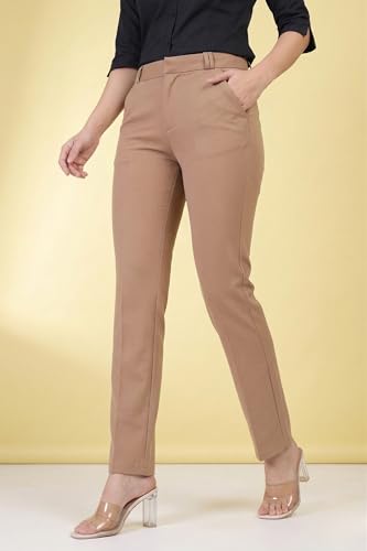 Image of modny Formal Trousers for Women Premium Polycotton, Regular Fit, Straight Pant for Girls | Ideal for Office, College & Professional Wear