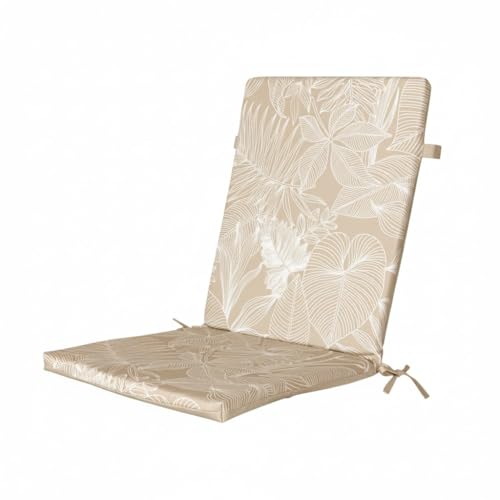 Atout Ciel Coussin de Fauteuil d'extérieur Bicolore en Tissu déperlant 90x40cm, Beige imprimé/uni