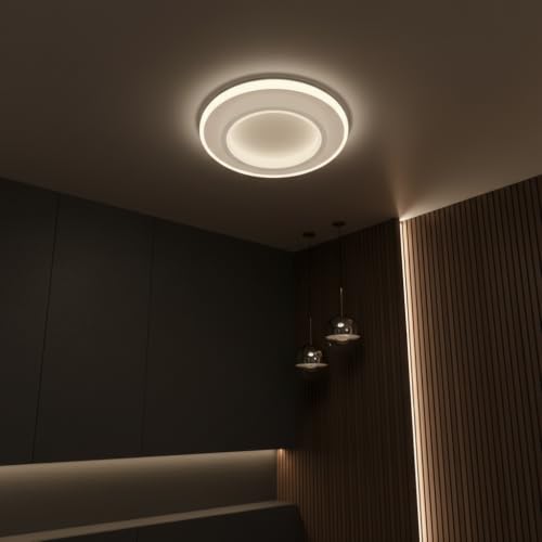 Image of Premium 50W LED Ceiling Light | 3 Color Modes (Warm, Natural, Cool) - Flicker-Free, Anti-Glare |Bedroom, Office, Kitchen, Bathroom, Balcony & Walkway (Round White 50W)
