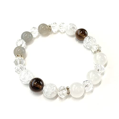 【南都天石】 星座石 蟹座 かに座 Cancer ラブラドライト ミルキークォーツ クラッククリスタル本水晶 スモーキークォーツ 天然石 パワーストーン ブレスレット 金運 恋愛運 健康運…のサムネイル