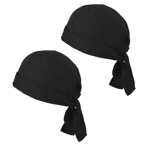 JYNXOR 2 Pcs Gorro Chef Bandana Ajustable Unisex Negro para Cocina en Restaurantes, Panaderías, Cafeterías, Hoteles y Supermercados