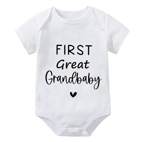 Image of WOOYONGING First Great Grandbaby Pregnancy Announcement for Great Grandparents Baby Romper Newborn Outfits Infant Clothes