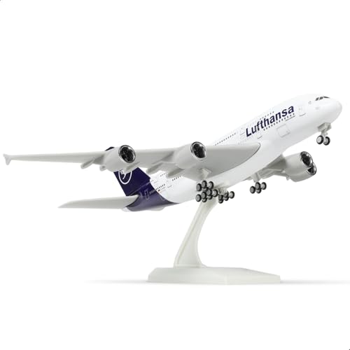 QIYUMOKE 1/240 Compatible for Lufthansa A380 Airplane Model Kits (30cm L) for Airbus A380 Resin Plane Model with Display Stand for Adult Aviation Gift or Display Decoration