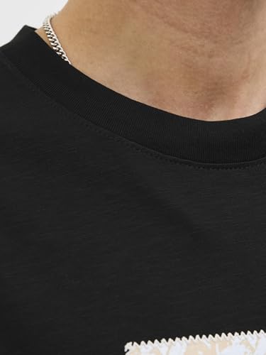 JACK & JONES Jorsplit AOP Branding Tee SS Crew Neck, Noir, XL