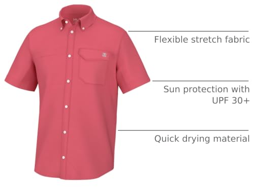Image of HUK Men's Tide Point Kc Scott Original Artwork Short Sleeve Shirt, Fishing Button Down