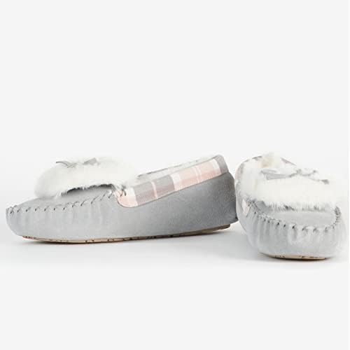 Barbour Womens Darcie Luxurious Suede Moccasin Slip-on Slippers - Grey Suede - 6 | Image 2