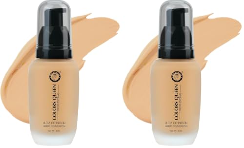 Image of Colors Queen Ultra Definition Liquid Foundation | Lightweight & Long Lasting Full Coverage Foundation with Dewy Finish | Easy to Blend, Waterproof & Sweat Proof for Face Makeup (Custard, 30ml)